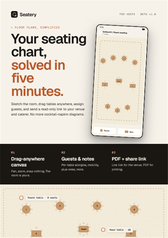 Event Floor Plan seating chart on a phone